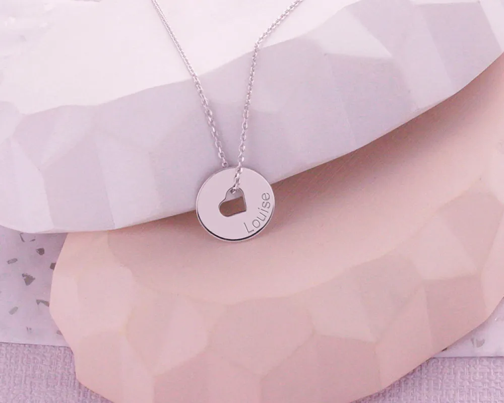 Collier personnalisé Jeton coeur en Argent véritable|Cadeaux.com Outlet