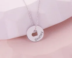 Collier personnalisé Jeton coeur en Argent véritable|Cadeaux.com Outlet