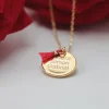 Collier personnalisé plaqué Or 18 carats - Pompon rouge ou bleu|Cadeaux.com Clearance