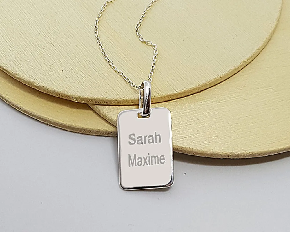 Collier plaque Homme en Argent véritable|Cadeaux.com