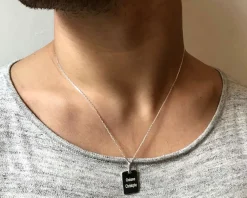 Collier plaque Homme en Argent véritable|Cadeaux.com