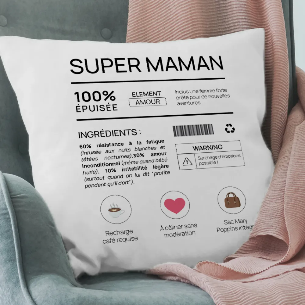 Coussin personnalisé - Composition d'une jeune maman|Cadeaux.com Hot