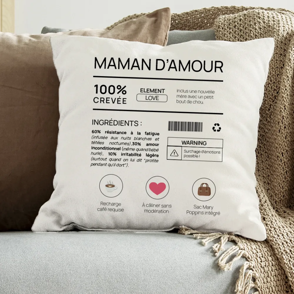 Coussin personnalisé - Composition d'une jeune maman|Cadeaux.com Hot