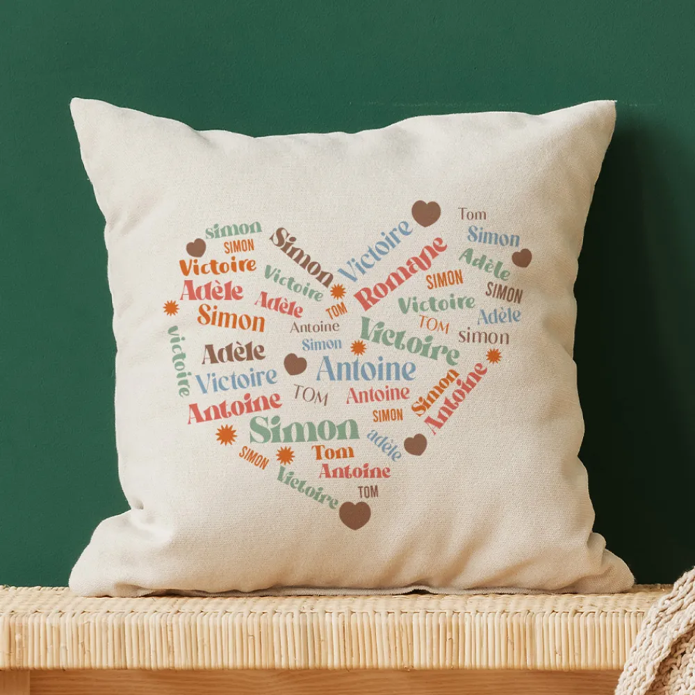 Coussin personnalisé - Cœur Famille|Cadeaux.com Discount