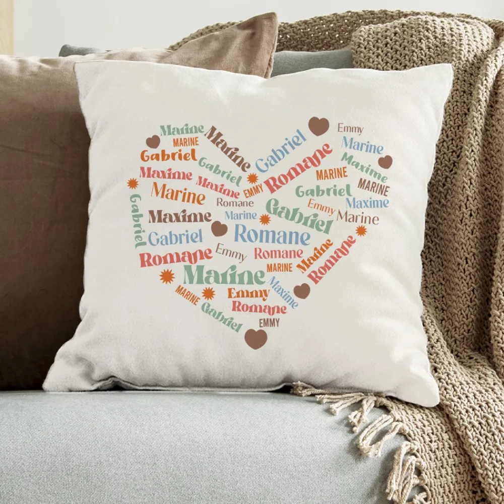 Coussin personnalisé - Cœur Famille|Cadeaux.com Discount