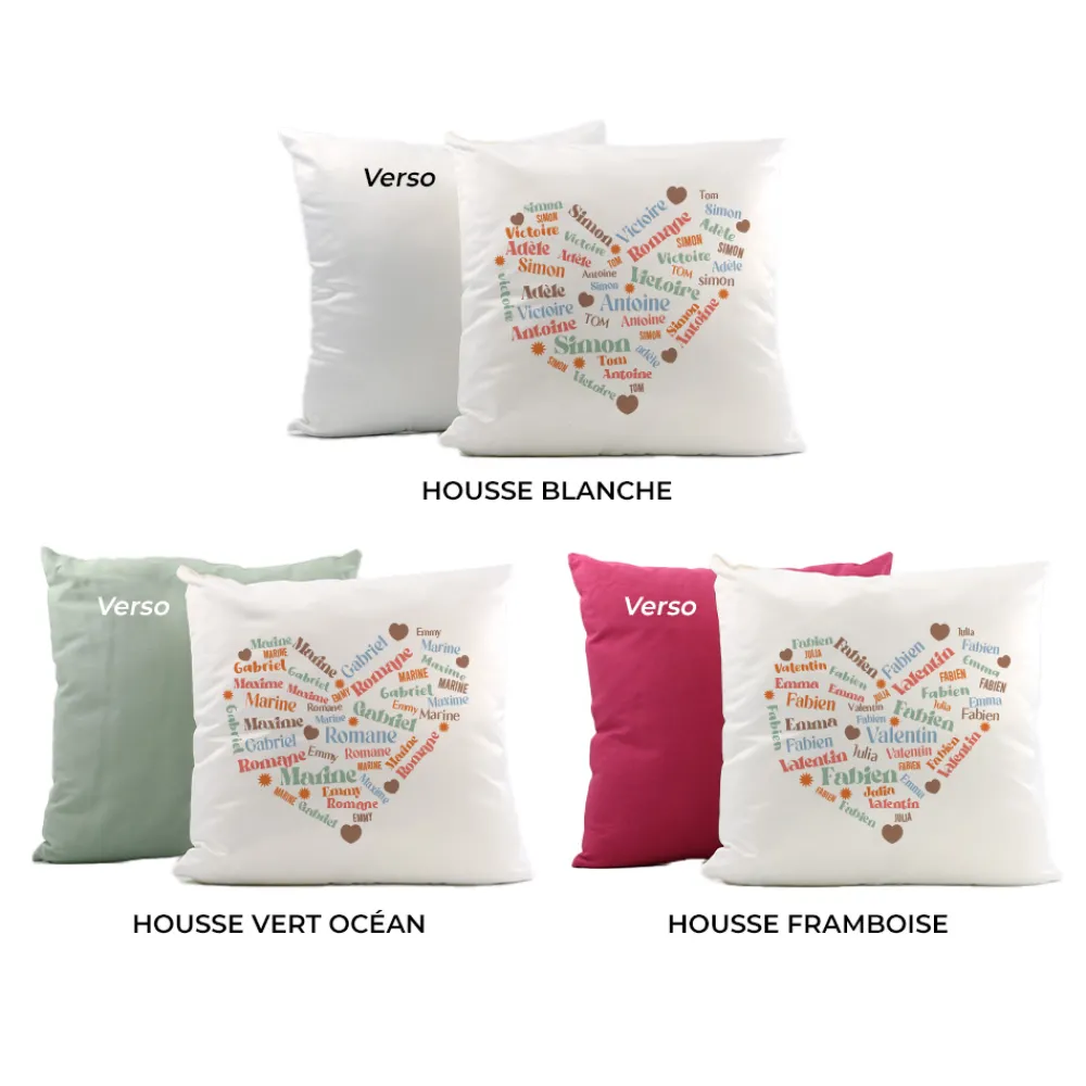 Coussin personnalisé - Cœur Famille|Cadeaux.com Discount