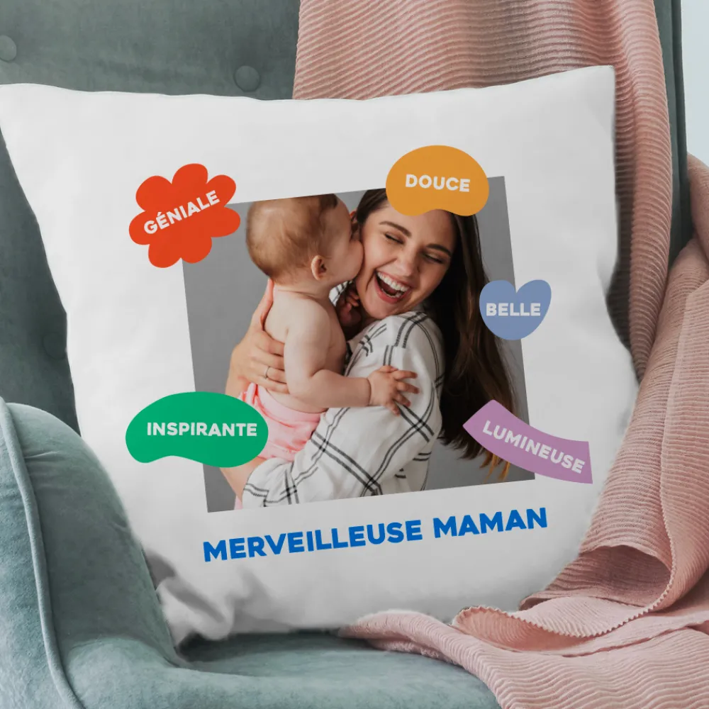 Coussin personnalisé - Eclats de Couleurs|Cadeaux.com