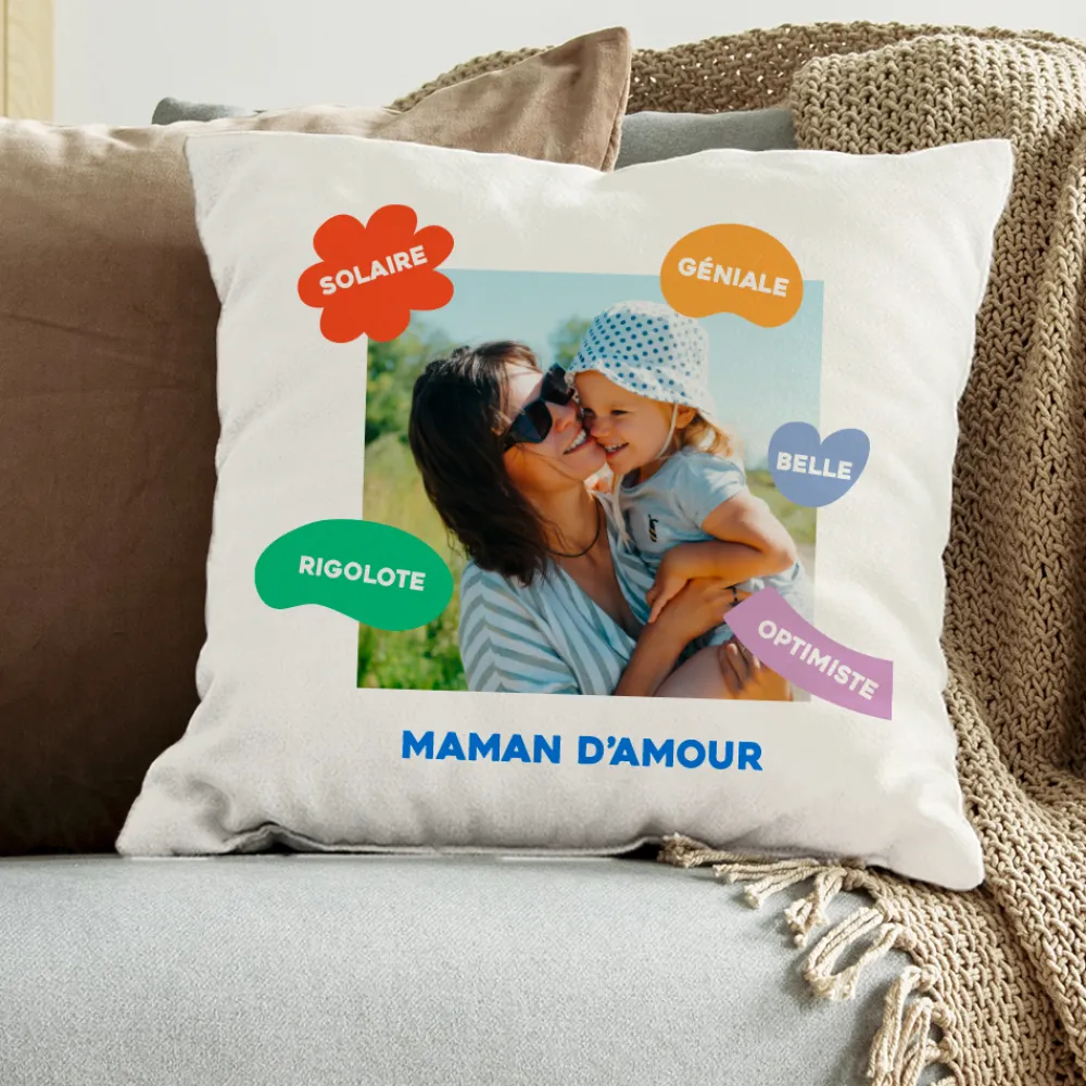 Coussin personnalisé - Eclats de Couleurs|Cadeaux.com