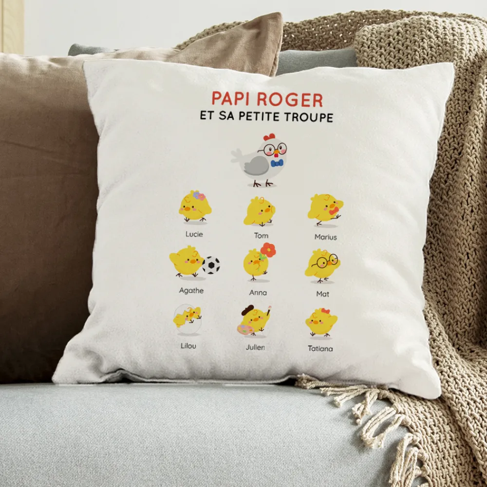 Coussin personnalisé - Famille poussins|Cadeaux.com New