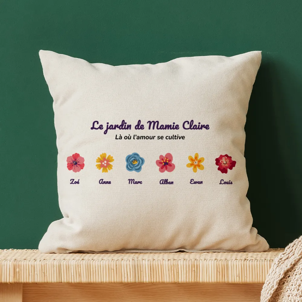 Coussin personnalisé - Famille fleurs|Cadeaux.com Discount