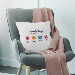 Coussin personnalisé - Famille fleurs|Cadeaux.com Discount