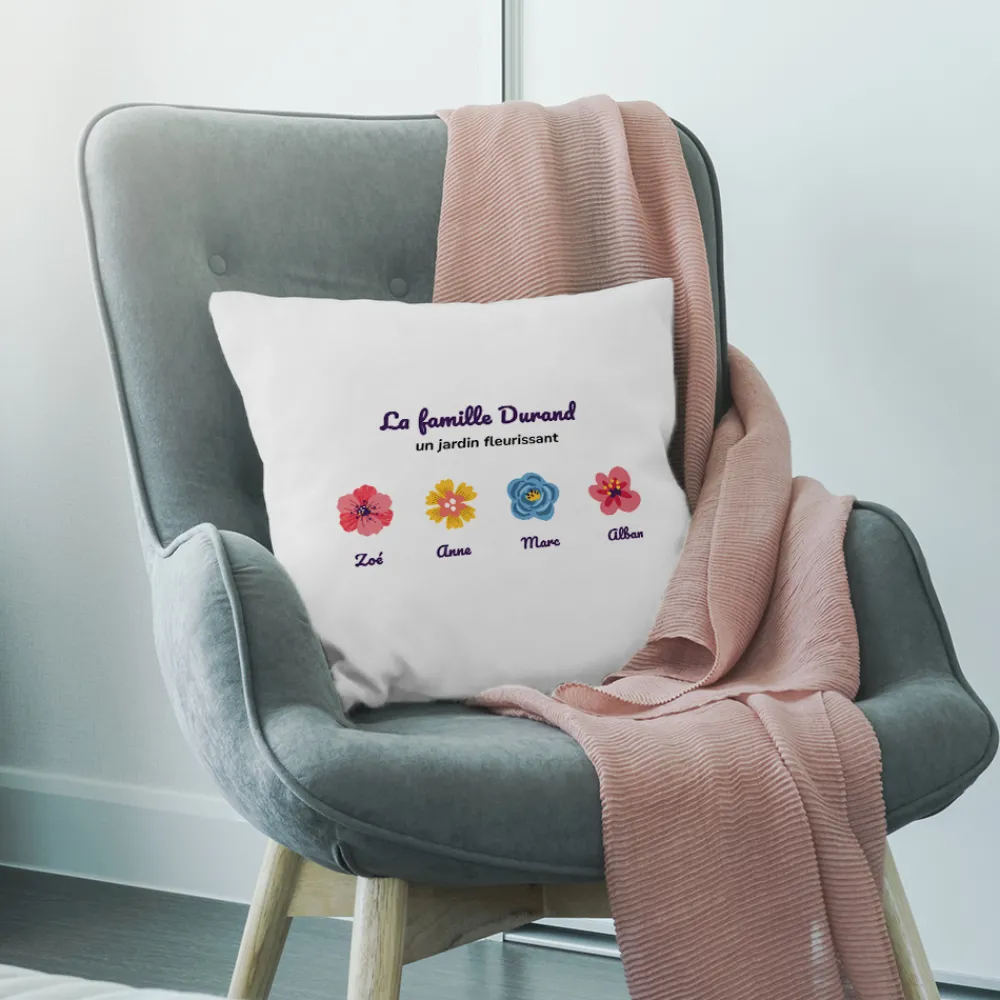 Coussin personnalisé - Famille fleurs|Cadeaux.com Discount