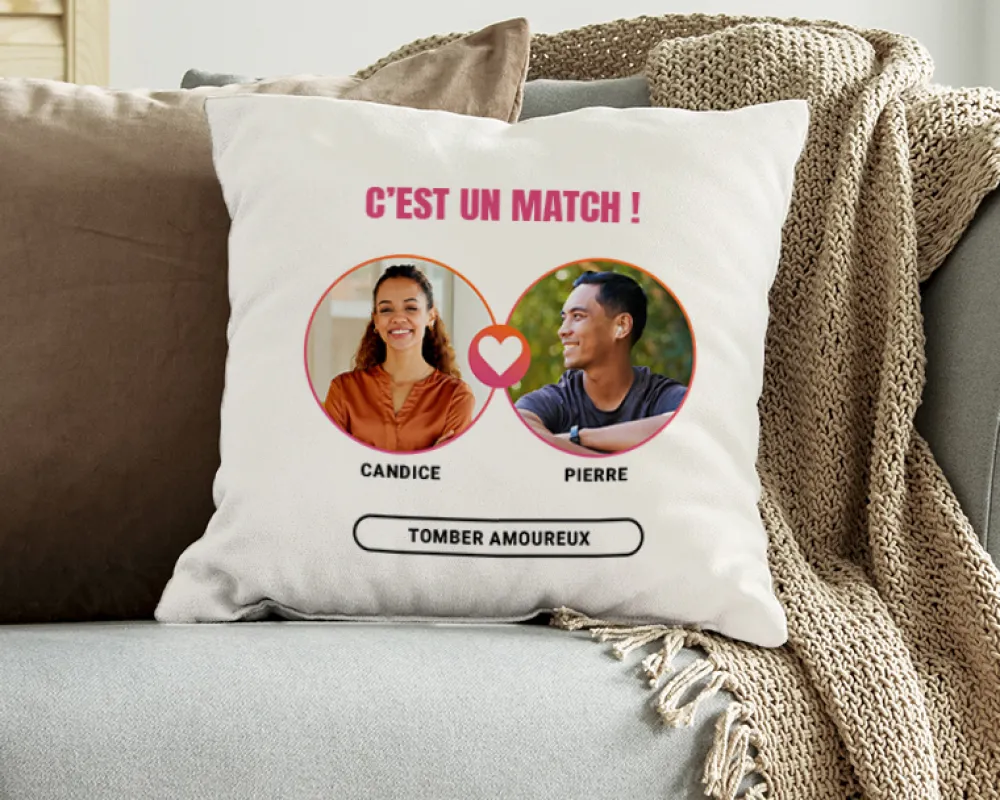 Coussin personnalisé - It's a match|Cadeaux.com Outlet