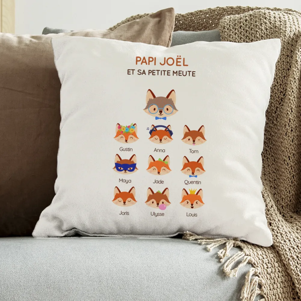 Coussin personnalisé - Papi Renard et sa meute|Cadeaux.com Outlet
