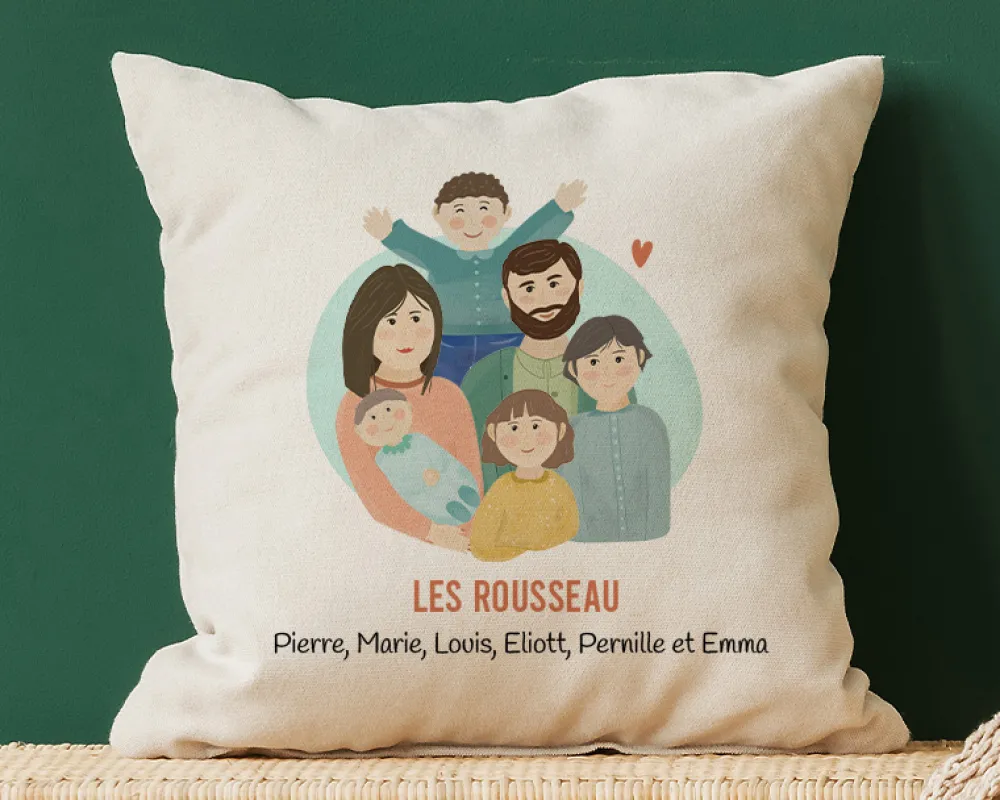 Coussin personnalisé - Portrait de famille|Cadeaux.com Online