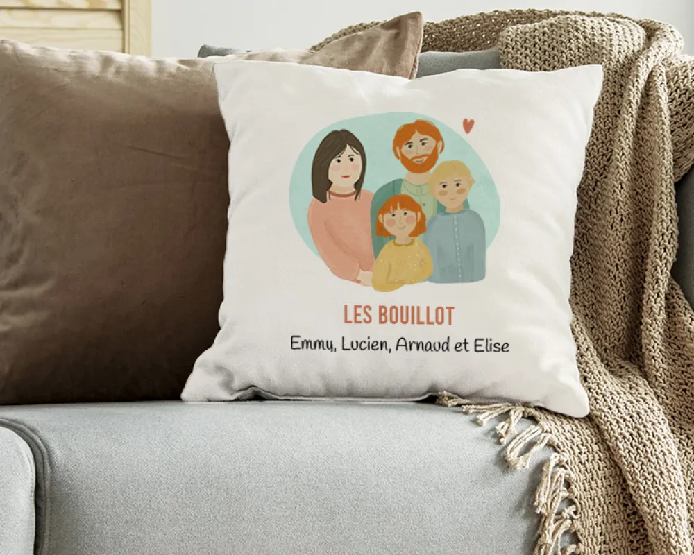 Coussin personnalisé - Portrait de famille|Cadeaux.com Online