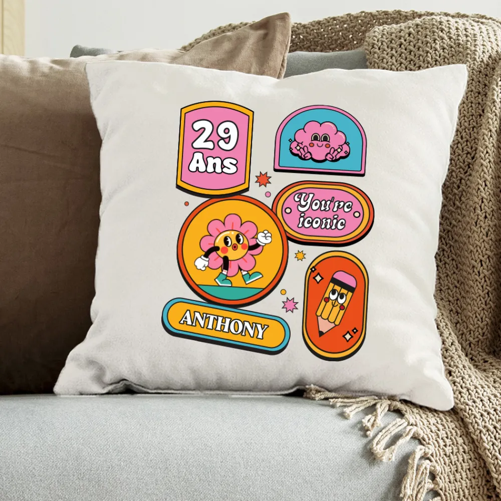 Coussin personnalisé - Stickers Rétro|Cadeaux.com Hot