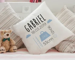 Coussin personnalisé bébé - Naissance Bleu|Cadeaux.com Online