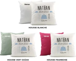 Coussin personnalisé bébé - Naissance Bleu|Cadeaux.com Online