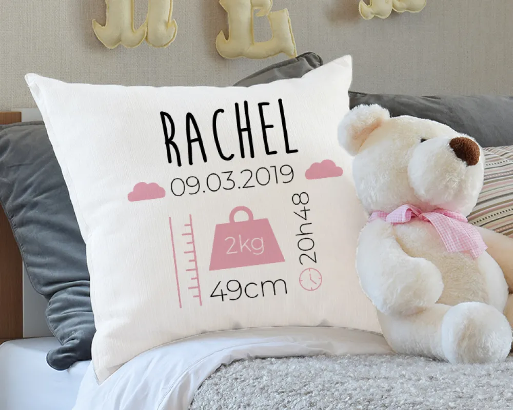 Coussin personnalisé bébé - Naissance Rose|Cadeaux.com Clearance
