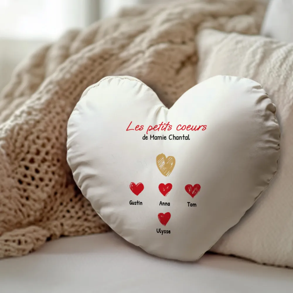 Coussin personnalisé coeur - Mamie et ses petits coeurs|Cadeaux.com Clearance