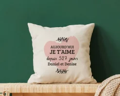 Coussin personnalisé couple - Aujourd'hui je t'aime depuis|Cadeaux.com Best