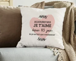 Coussin personnalisé couple - Aujourd'hui je t'aime depuis|Cadeaux.com Best