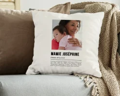 Coussin personnalisé photo - Définition Mamie|Cadeaux.com Clearance