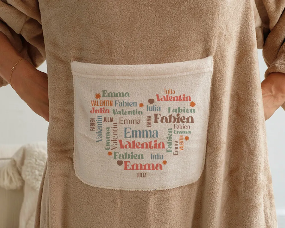 Couverture à manches personnalisée Coeur Famille|Cadeaux.com Best