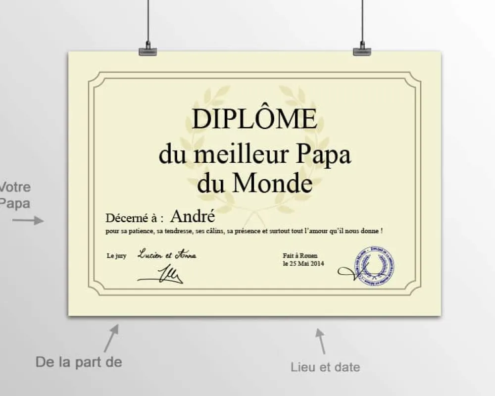 Diplôme personnalisé - Meilleur Papa|Cadeaux.com Outlet