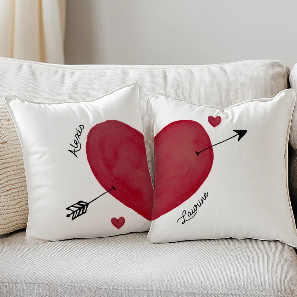Duo de coussins personnalisés - Cœur|Cadeaux.com Outlet