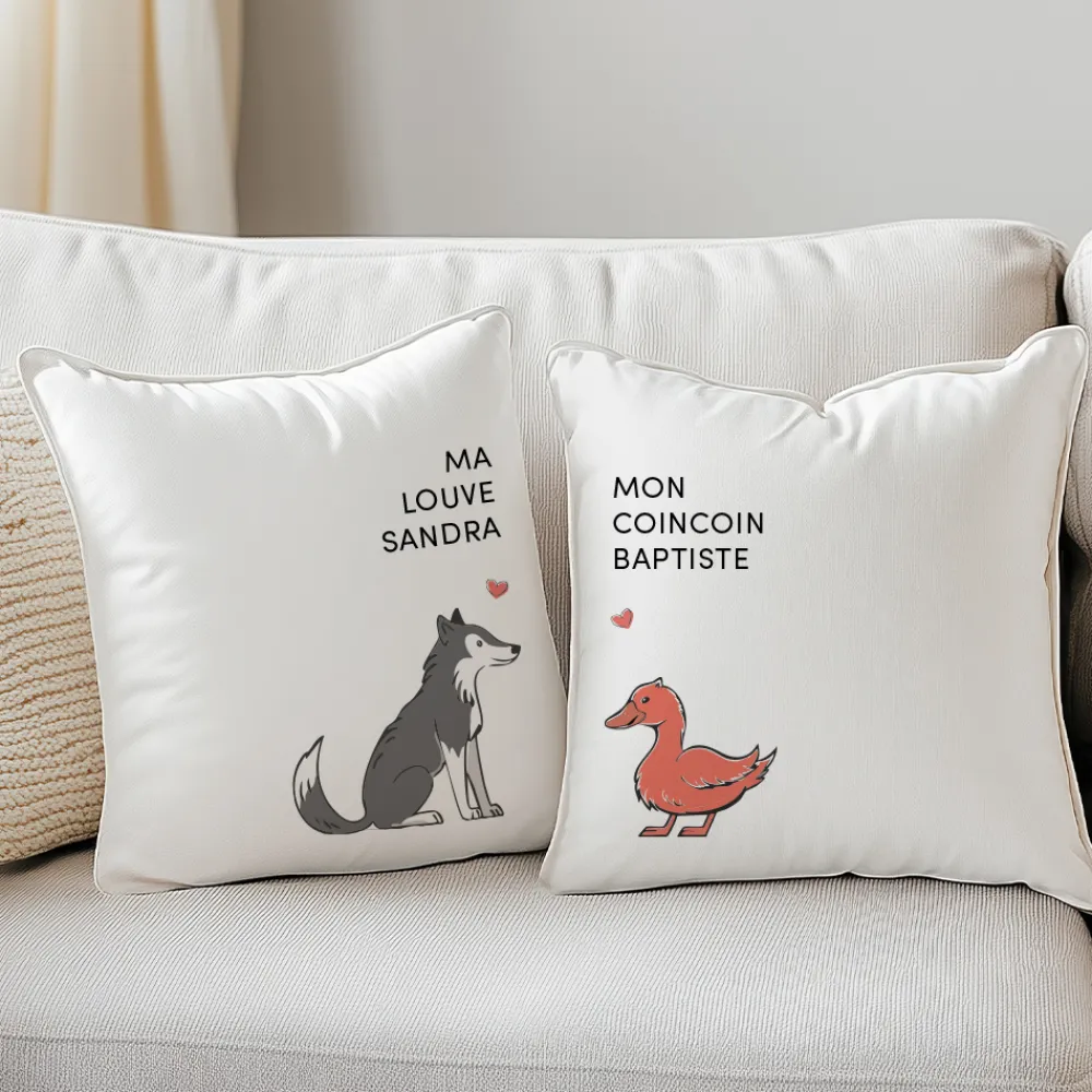 Duo de coussins personnalisés - Couple d'animaux|Cadeaux.com Hot