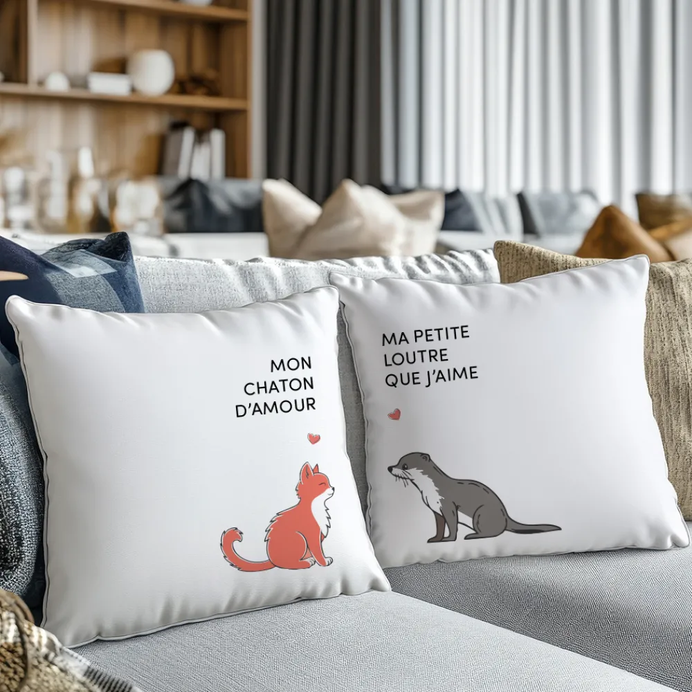 Duo de coussins personnalisés - Couple d'animaux|Cadeaux.com Hot