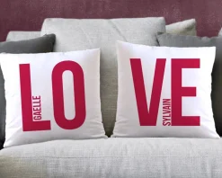 Duo de coussins personnalisés couple - Love|Cadeaux.com