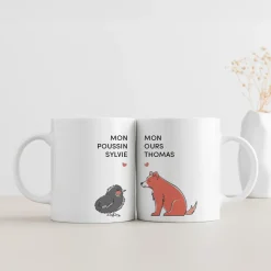 Duo de mugs personnalisés - Couple d'animaux|Cadeaux.com New