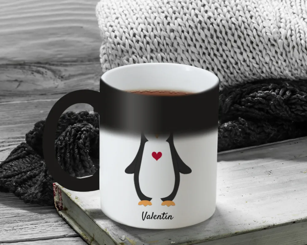 Duo de mugs personnalisés prénoms couple - Pingouins|Cadeaux.com Hot