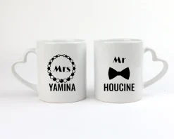 Duo de mugs personnalisés prénoms couple - Mr & Mrs|Cadeaux.com Online