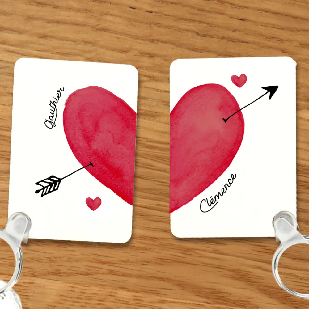 Duo de porte clés personnalisés - Cœur|Cadeaux.com New
