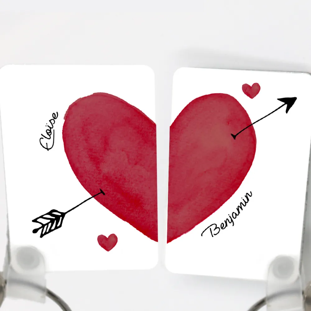 Duo de porte clés personnalisés - Cœur|Cadeaux.com New