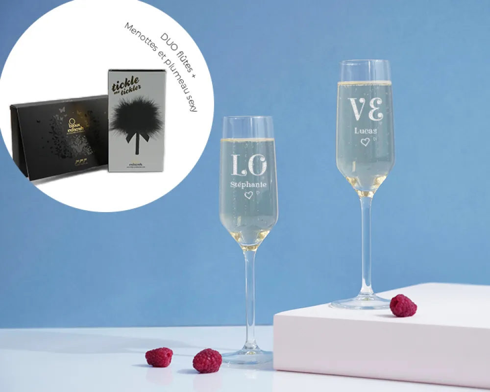 Flûtes à champagne personnalisées - Pack coquin Menottes|Cadeaux.com Best