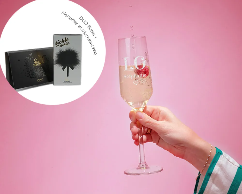 Flûtes à champagne personnalisées - Pack coquin Menottes|Cadeaux.com Best