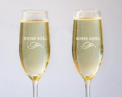 Flûtes à champagne personnalisées - Joyeux Noël et Bonne Année|Cadeaux.com Online