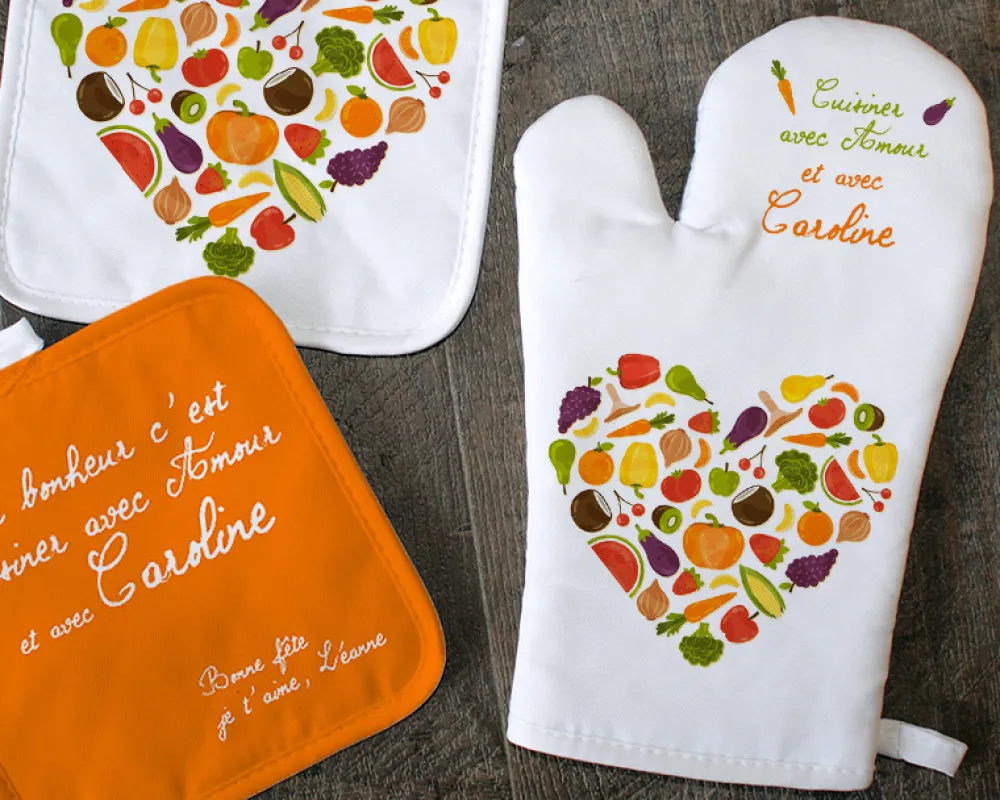 Gant et Maniques Cuisiner avec Amour|Cadeaux.com
