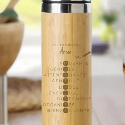 Gourde bambou personnalisee - Acrostiche Maitresse|Cadeaux.com New