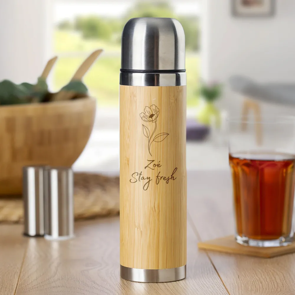 Gourde en bambou personnalisée - Fleur|Cadeaux.com Hot