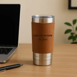 Gourde en cuir personnalisée - Message générique|Cadeaux.com Online