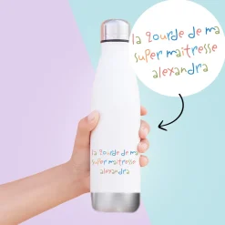 Gourde en inox personnalisée - Mots d'enfants pour maîtresse|Cadeaux.com Hot