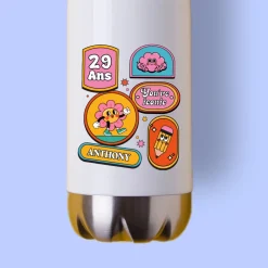 Gourde en inox personnalisée - Stickers Rétro|Cadeaux.com