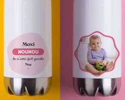 Gourde isotherme en inox personnalisable - Nounou|Cadeaux.com New