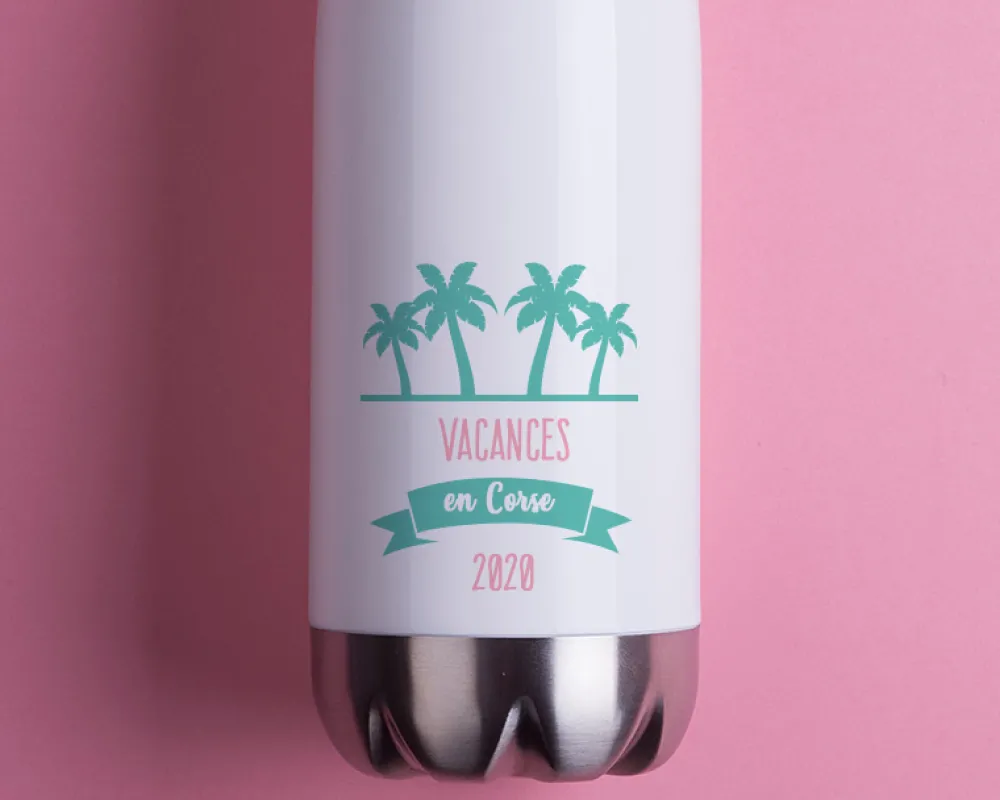 Gourde isotherme en inox personnalisable - Collection Été Palmier|Cadeaux.com Discount